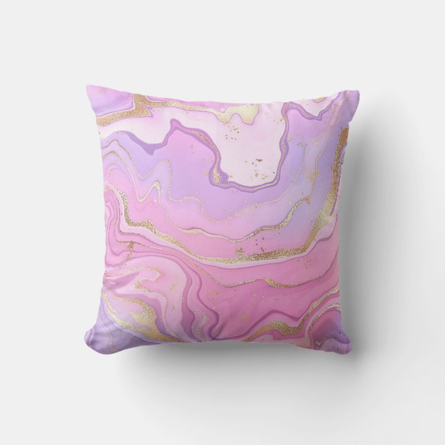 Luxuriöser Marmor Glitzer Rosa Lila Gold Kissen (Vorderseite)
