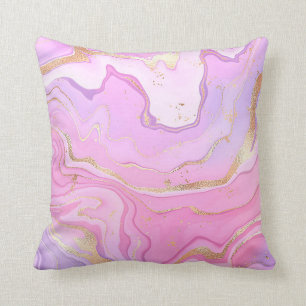 Luxuriöser Marmor Glitzer Rosa Lila Gold Kissen