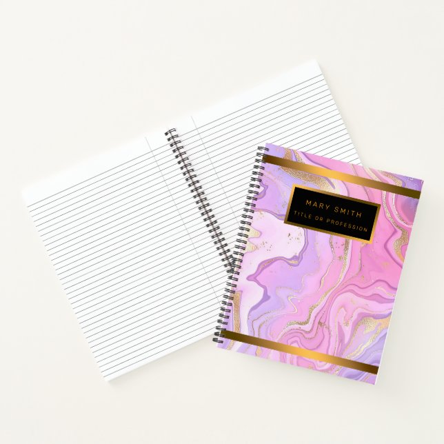 Luxuriöser Marmor Glitzer Rosa Lila Gold Notizbuch (Innenseite)