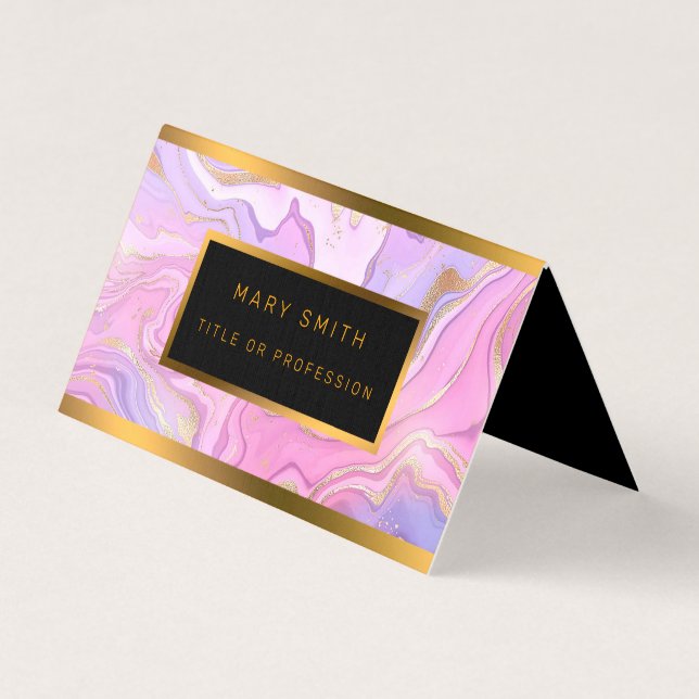 Luxuriöser Marmor Glitzer Rosa Lila Gold Visitenkarten (Vorderseite)