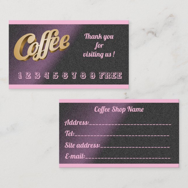Luxuriöser moderner Pink-Kaffee Visitenkarte (Vorne/Hinten)