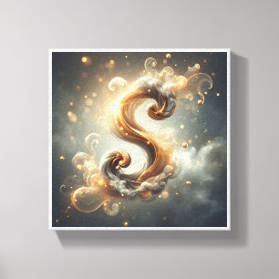 Luxuriöser mystischer goldener Buchstabe "S" - Äth Leinwanddruck