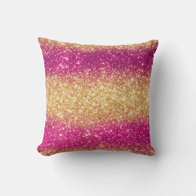 Luxuriöser Pink Gold Glitzer Kissen (Vorderseite)