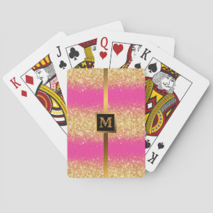 Luxuriöser Pink Gold Glitzer Spielkarten