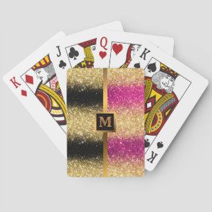 Luxuriöser Pink Gold Glitzer Spielkarten