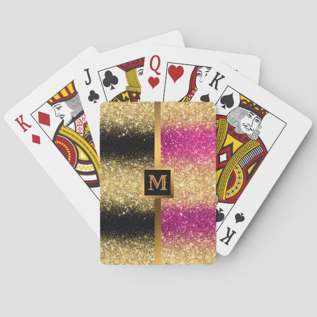 Luxuriöser Pink Gold Glitzer Spielkarten (Rückseite)