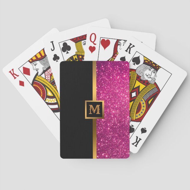 Luxuriöser Pink Gold Glitzer Spielkarten (Rückseite)