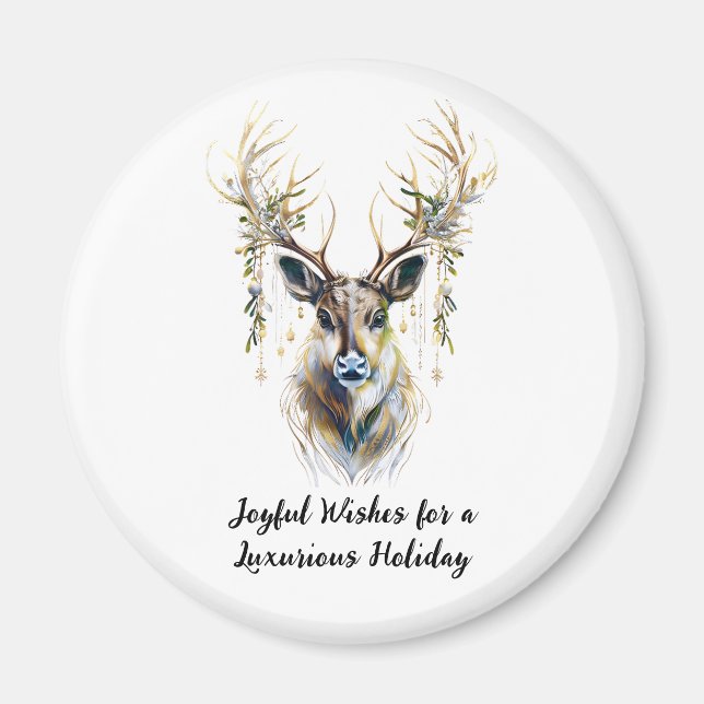 Luxuriöser Reindeer, frohe Wünsche für einen Urlau Magnet (Vorne)