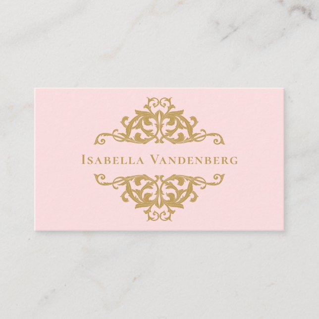 Luxuriöser rosa goldfarbener Verzierter Rahmen Visitenkarte (Vorderseite)