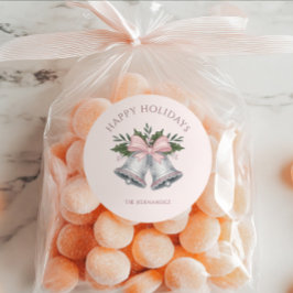 Luxuriöser rosa & silberner Glitter-W Weihnachtsgl Runder Aufkleber