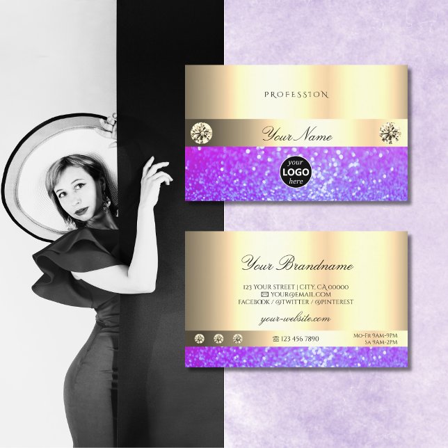 Luxuriöser rosafarbener Lila Glitzer mit Logo Lumi Visitenkarte (Von Creator hochgeladen)
