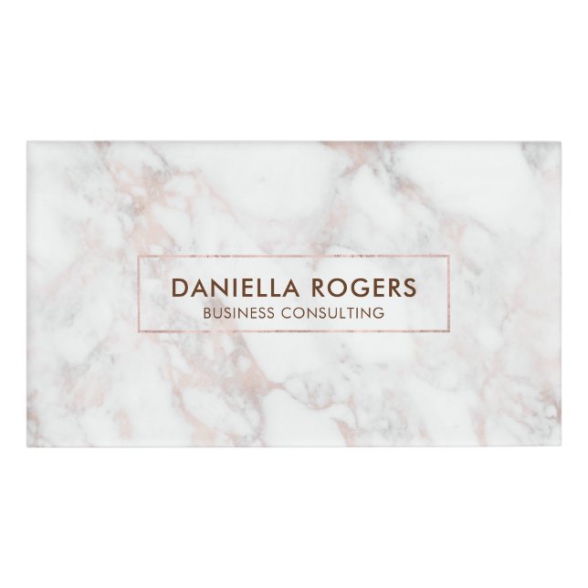 Luxuriöser Rose-Gold-Marmorstein Namenschild (Vorderseite)