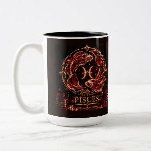 Luxuriöser Roter Fische-Tierkreis Zweifarbige Tasse
