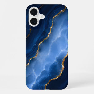 Luxuriöser Saphirblauer Marmor iPhone 16 Plus Hülle