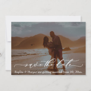 Luxuriöser Schriftart Romantic Beach Foto Save the Einladung
