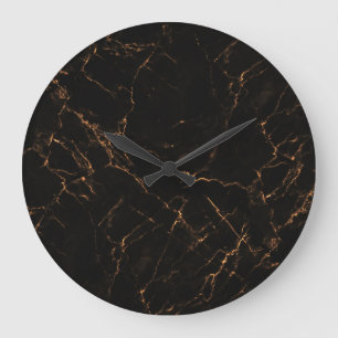 Luxuriöser schwarzer Marmor: Elegante Textur Große Wanduhr