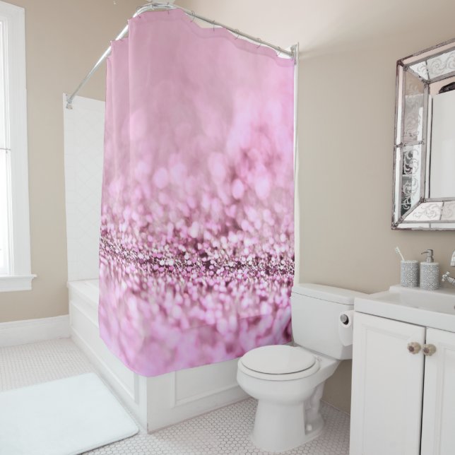 Luxuriöser Sparkling Rose Gold Glitzer Duschvorhang (Beispiel)