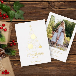 Luxuriöser Stylischer Weihnachtsbaum Foto Familie Folien Feiertagskarte