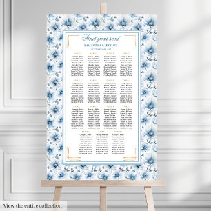 Luxuriöser Wasserfarben-Pastellblauer-Gold-Sitzpla Poster