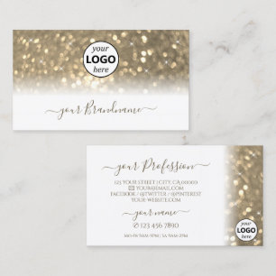 Luxuriöser Weißgoldglanz-Glitzer mit Logo Visitenkarte