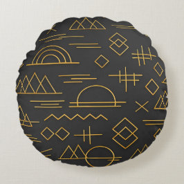Luxuriöses 3D-goldgeprägtes geometrisches Muster  Rundes Kissen