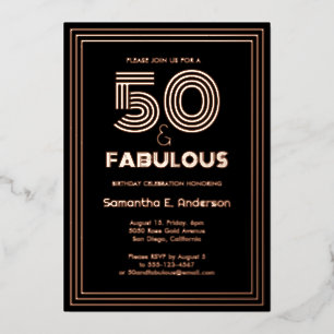 Luxuriöses 50. und fabelhaftes Retro 50. Geburtsta Folieneinladung