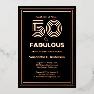 Luxuriöses 50. und fabelhaftes Retro 50. Geburtsta Folieneinladung