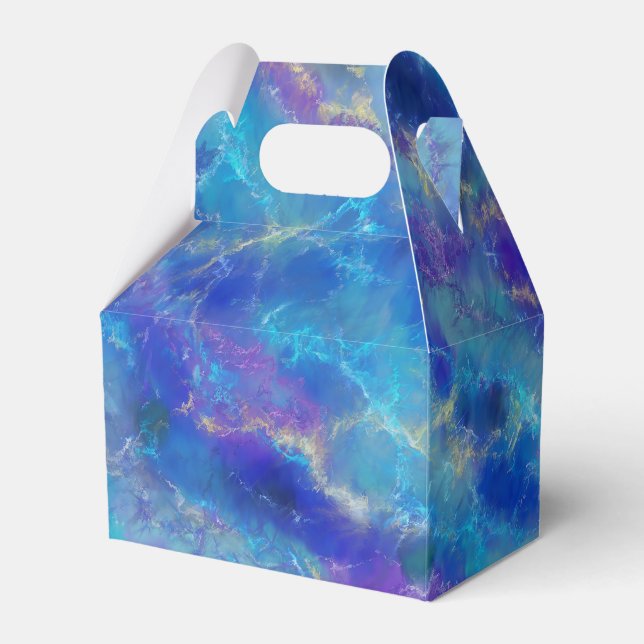 Luxuriöses Abstraktes blaues Marmormuster Geschenkschachtel (Vorderseite)