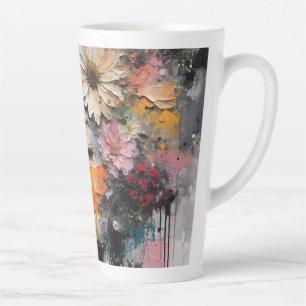 Luxuriöses abstraktes Blumen-Frauenporträt-Wandbil Milchtasse