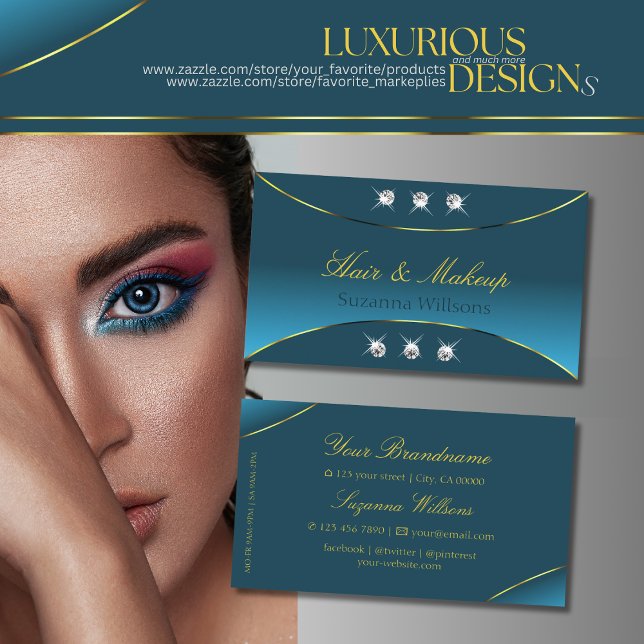 Luxuriöses Aquamarine mit Golddekoration und Funke Visitenkarte (Von Creator hochgeladen)