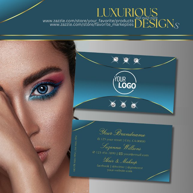 Luxuriöses Aquamarine mit Juwelen und Logos im Gol Visitenkarte (Von Creator hochgeladen)
