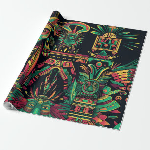 Luxuriöses Aquamarines "Ancestral Paradigm" Festiv Geschenkpapier