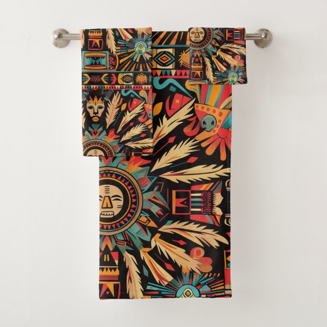 Luxuriöses Aquamarines "Aztec Dream" Badetuch Set (Insitu)