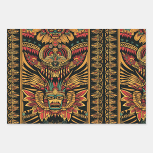 Luxuriöses Aquamarines "Aztec Dream" glänzendes Wr Geschenkpapier Set