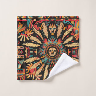 Luxuriöses Aquamarines "Aztec Dream" Plush Wash Tu Waschlappen