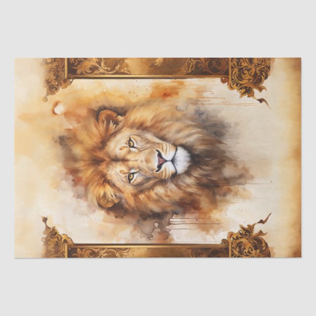 Luxuriöses Aquarellbild mit Verziertem Rahmen Seidenpapier (Vorderseite)