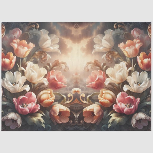 Luxuriöses ätherisches Barock floral Decoupage Seidenpapier (Vorderseite)