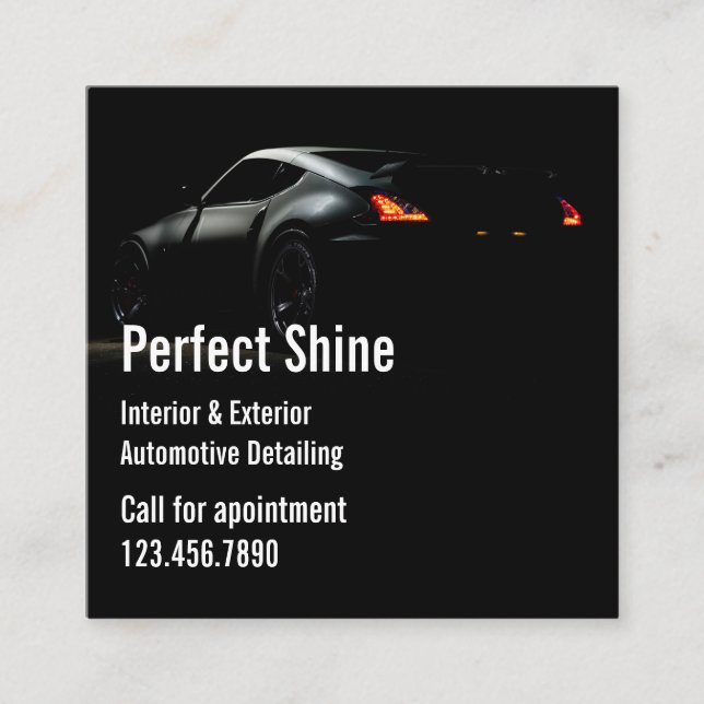 Luxuriöses Auto im Detail Auto Reinigung Reparatur Quadratische Visitenkarte (Vorderseite)