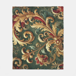 Luxuriöses Barock Damask Muster Fleecedecke