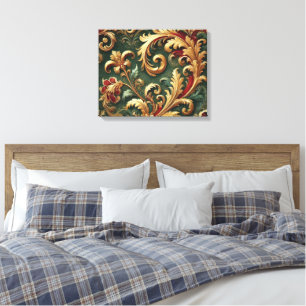 Luxuriöses Barock Damask Muster Leinwanddruck