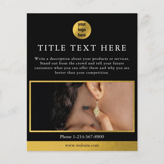 Luxuriöses Black & Gold Business Logo Marketing Fo Flyer (Vorne)