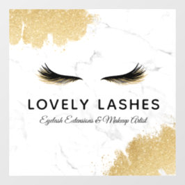 Luxuriöses Black & Gold Glitzer Eyelash Logo Marmo Fensteraufkleber