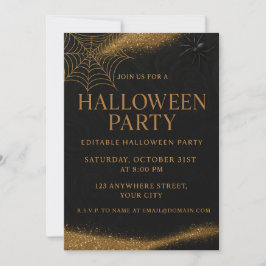 Luxuriöses Black & Gold Spooky Elegantes Halloween Einladung