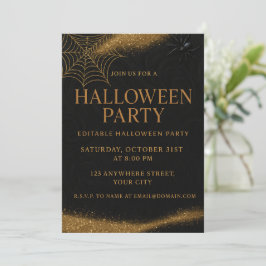 Luxuriöses Black & Gold Spooky Elegantes Halloween Einladung