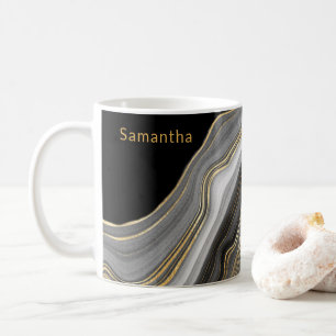 Luxuriöses Black, Gold und Grau Mit Monogramm Aga Kaffeetasse