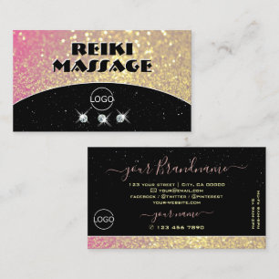 Luxuriöses Black Pink Gold Sparkle Glitzer Add Log Visitenkarte