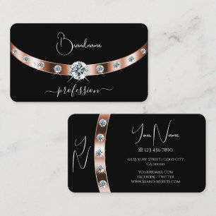 Luxuriöses Black Rose Gold mit Juwelen und Monogra Visitenkarte