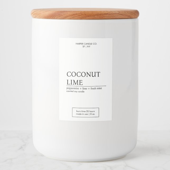 Luxuriöses Black & White Matte Candle Label Lebensmitteletikett (Vorderseite)