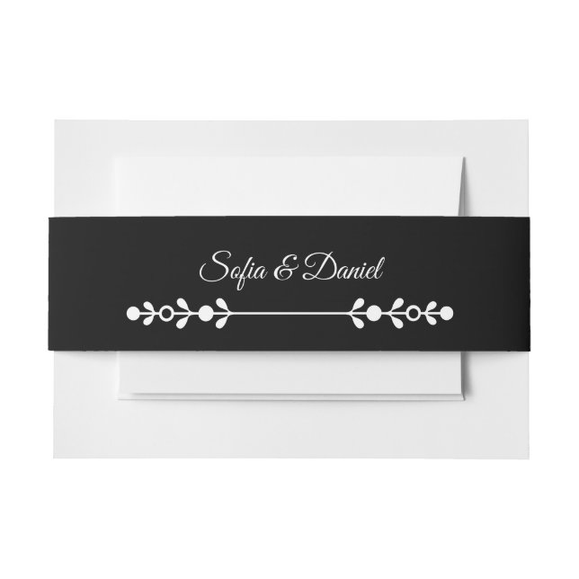 Luxuriöses Black & White Wedding Chic Artistic Cou Einladungsbanderole (Vorderseite Beispiel)
