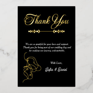 Luxuriöses Black & White Wedding Chic Artistic Cou Folieneinladung
